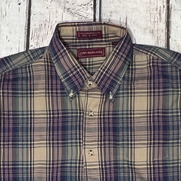 Chaps Ralph Lauren Plaid Button-Down Shirt Long Sleeve Mens Outerwear - Picture 2 of 6